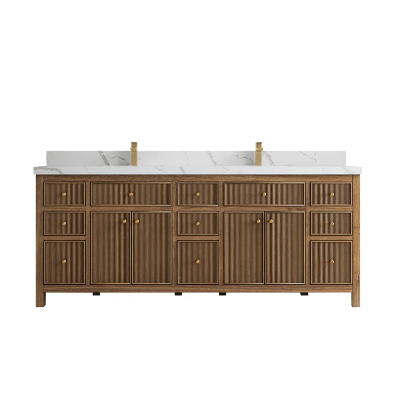 Willow Collections 84'' Double Bathroom Vanity with Quartz Top