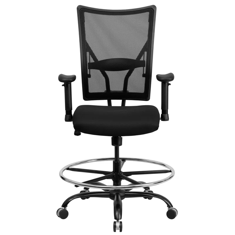Flash Furniture Hercules Big & Tall 400 lb. Rated Mesh Ergonomic Drafting Chair w/ Adjustable Arms