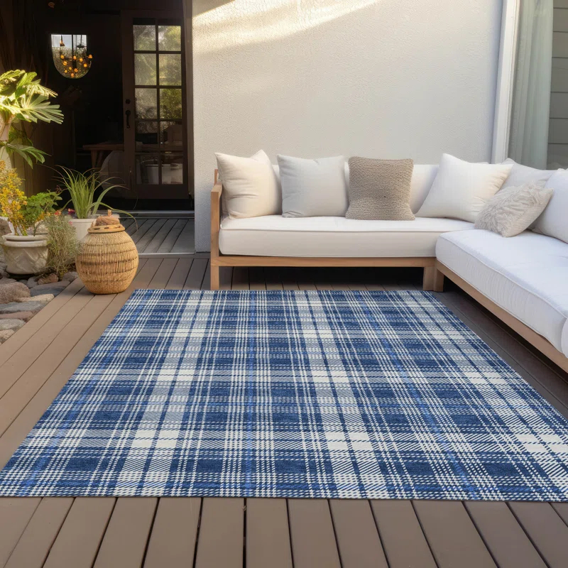 Machine Washable Indoor/Outdoor Chayden ACN993 Navy 10' x 14' Rug