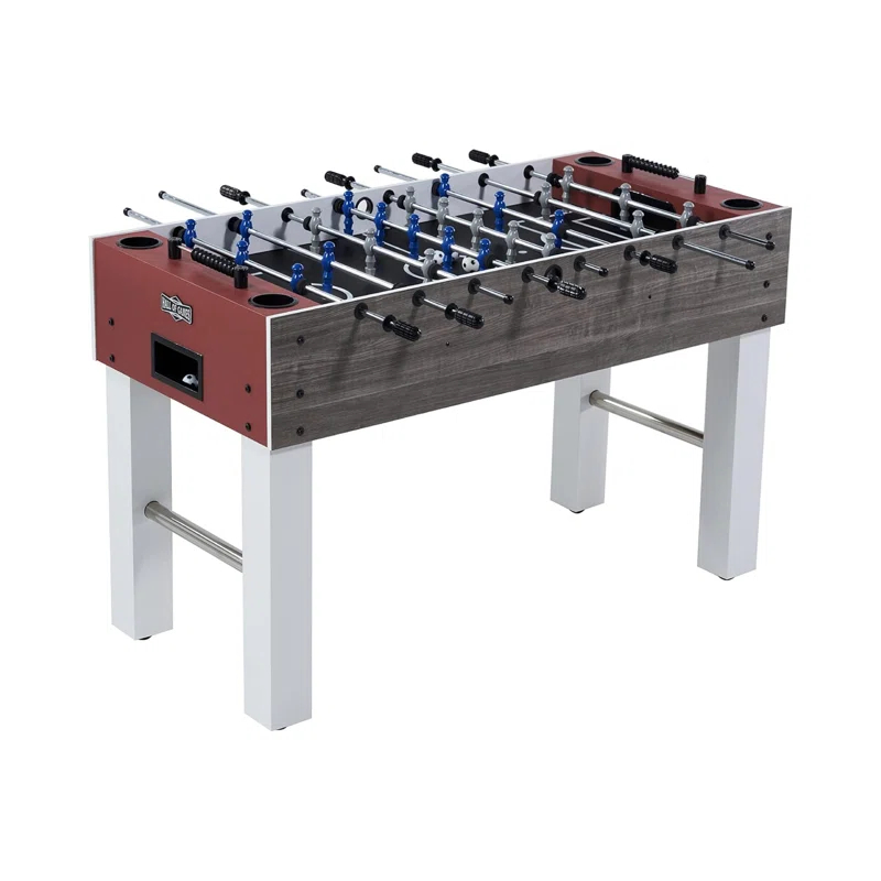 Phantoscope Hall Of Games Foosball Tables Multiple Styles, Soccer With Durable & Stylish Designs With Tabletop Sports Soccer Balls, Perfect For Family Game Rooms,Wood Grain/Red,Engineered Wood, Wood, Plastic, Metal