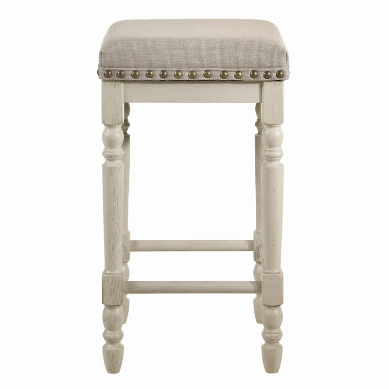 2PC Tan and Antique White Counter Height Stools