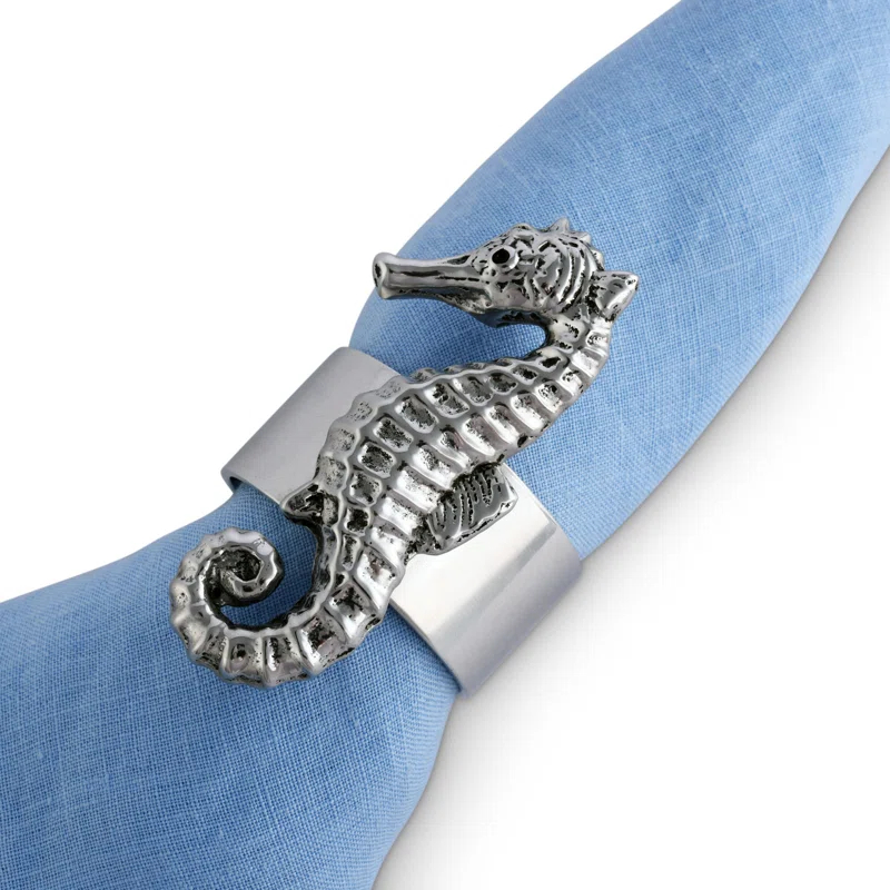 Arthur Court Designs Sea Horse Metal Napkin Ring (Set of 4)