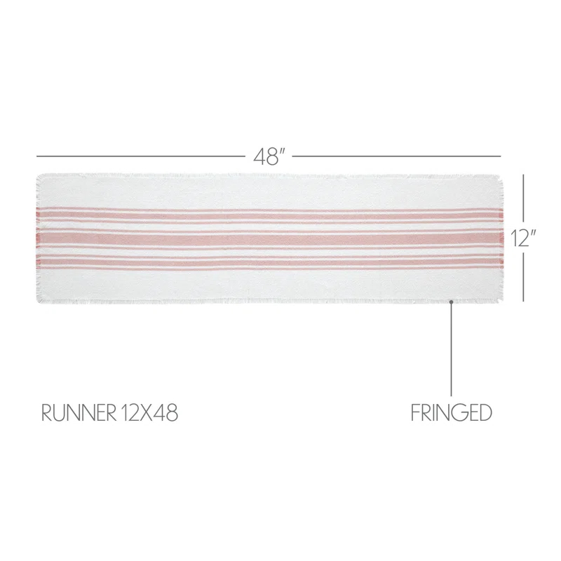 VHC Brands Antique White Stripe Coral Indoor/Outdoor Runner 12X36