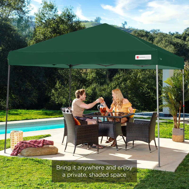 Best Choice Products Best Choice Products Easy Setup Pop Up Canopy W/ 1-Button Setup, Wheeled Case, 4 Weight Bags