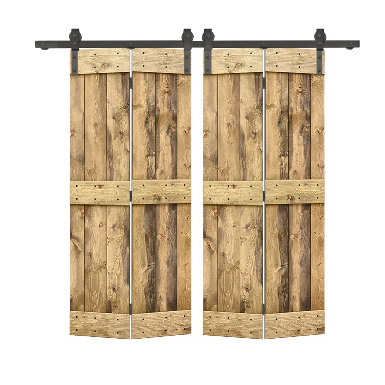 Calhome 84'' Solid Wood Barn Doors Painted Bi-Fold Door