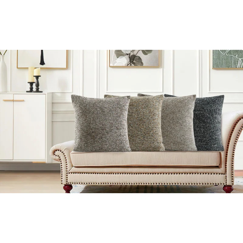 Violet Linen Chenille Classic Basketweave Pattern Pillow Cover
