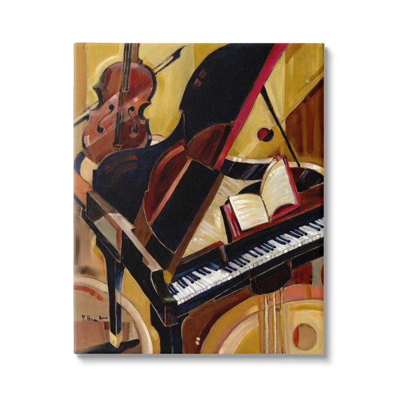 Stupell Industries " Musical Instruments Modern Piano " by Paul Brent Painting Print