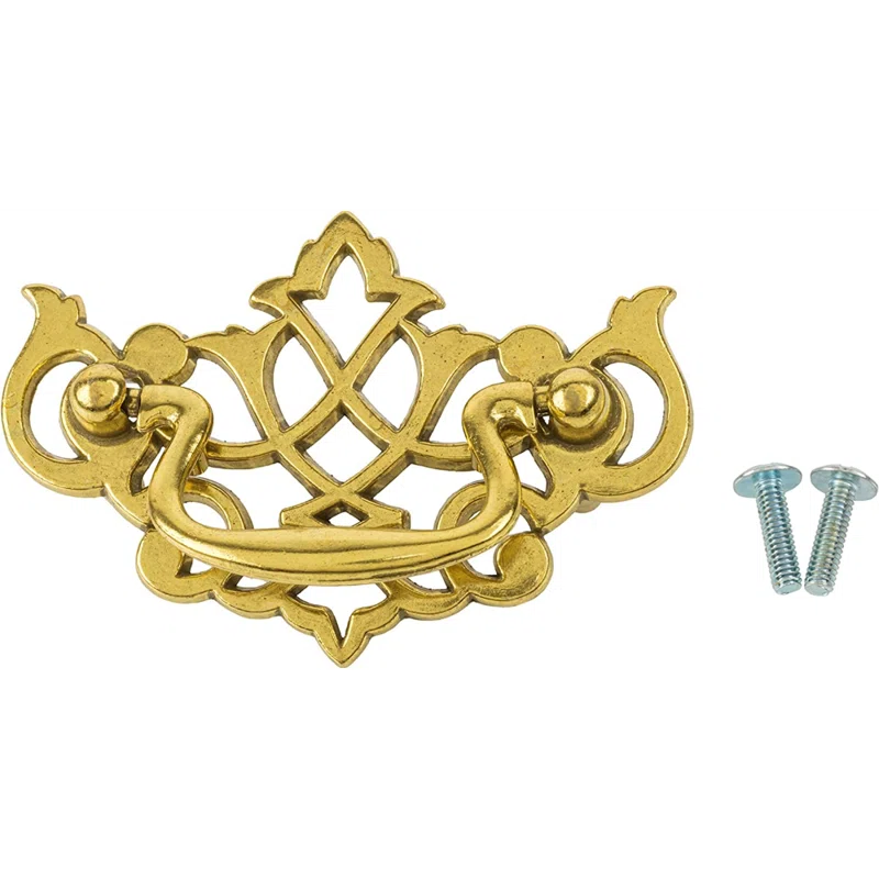 Queen Anne Chippendale Satin Brass Drawer Bail Pull ( Centers: 2-1/2" )