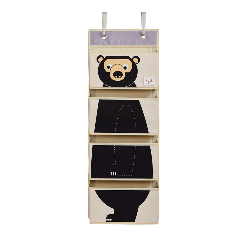 3 Sprouts - Children's Nursery Over the Door Organizer with Hooks - Bear
