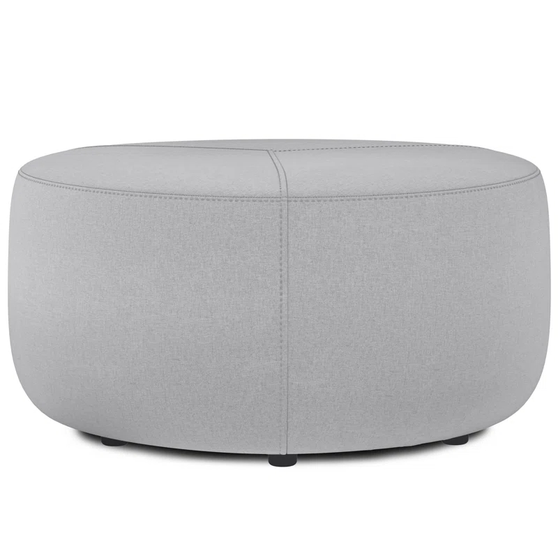 Simpli Home Moore 32"W Large Round Ottoman with Upholstered Seat and Solid Wood Frame, Assembled