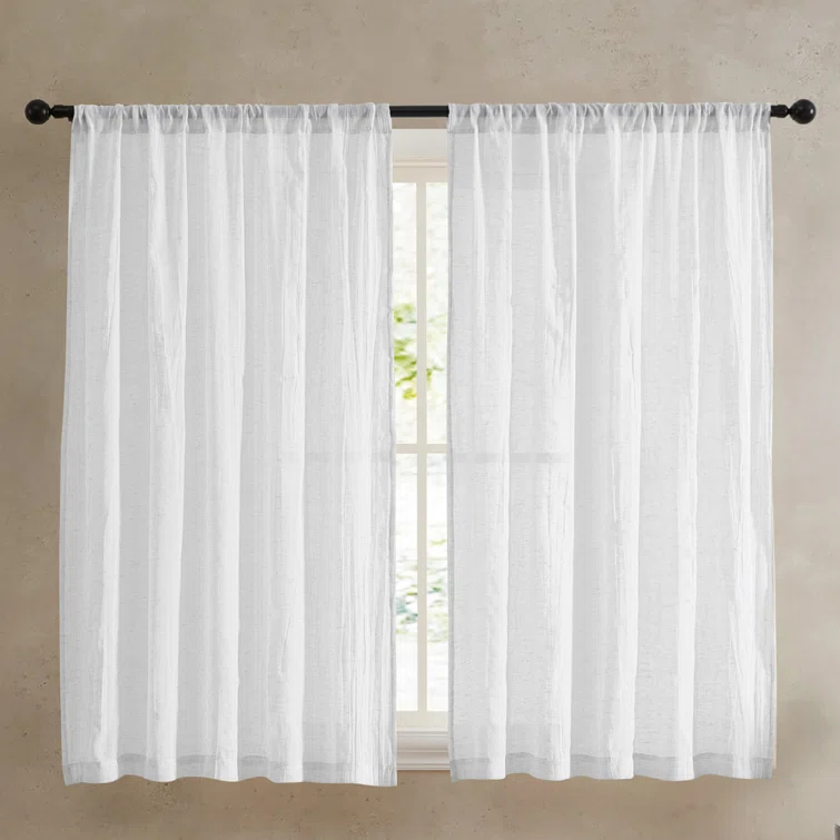 Solid Semi-Sheer Curtain Panels (Set of 2)