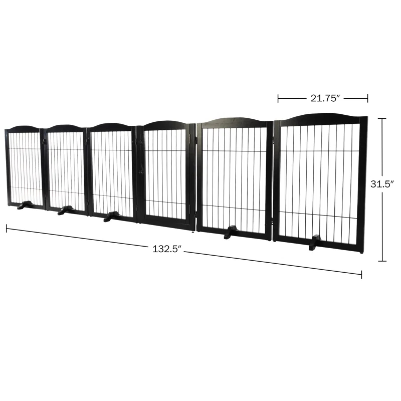 PETMAKER Pet Gate - 6-Panel Indoor Folding Dog Fence for Stairs or Doorways - 132.5x31.5-Inch Freestanding Play Pen with Support Feet
