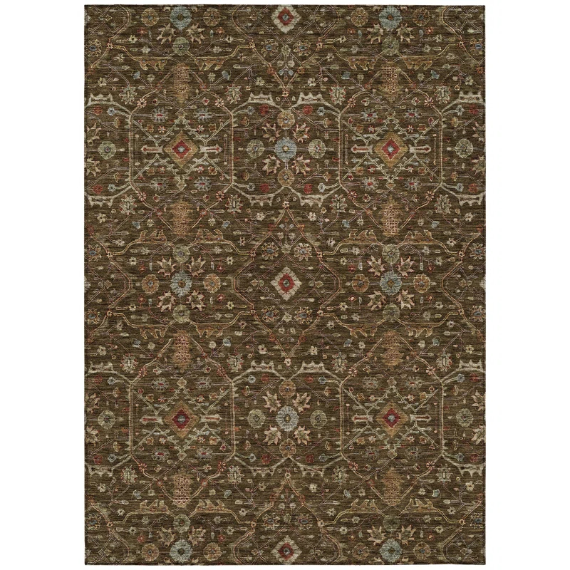 Machine Washable Indoor/Outdoor Chantille ACN1130 Chocolate Rug