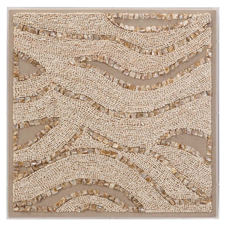 Jamie Young Company Big Wave Handmade Boho Abstract Wall Decor on Shell