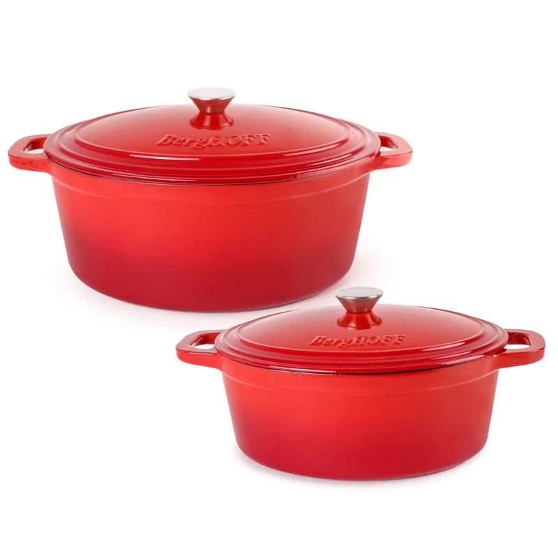 BergHOFF Neo 4Pc Cast Iron Cookware Set with 5Qt. and 7Qt. Covered Dutch Ovens