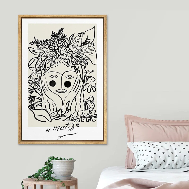 SIGNLEADER Abstract Black Floral Woman Artwork Modern Wall Art Framed Canvas by Henri Matisse Painting Print