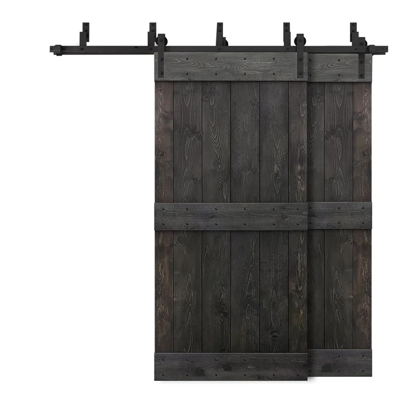 Calhome 84'' Solid Wood Paneled Painted with Installation Hardware Kit Barn Door