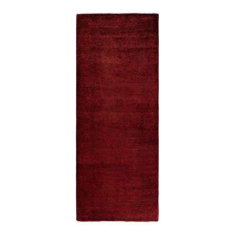 Solo Rugs Overyed One-of-a-Kind Runner 3'1" X 7'10" New Age Runner Wool Area Rug Dark Red/Black