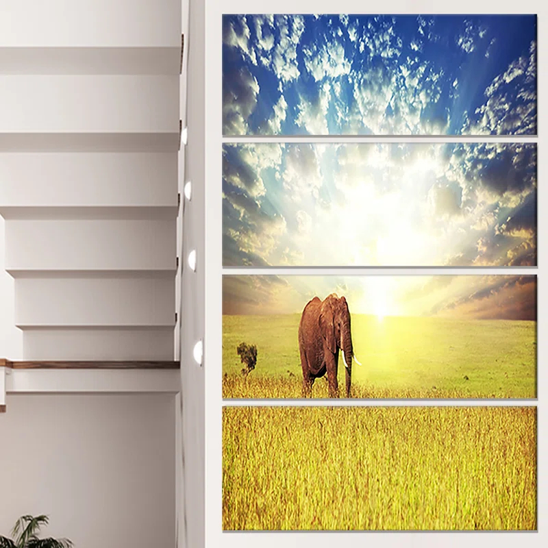 " Savannah Elephant In Grassland "