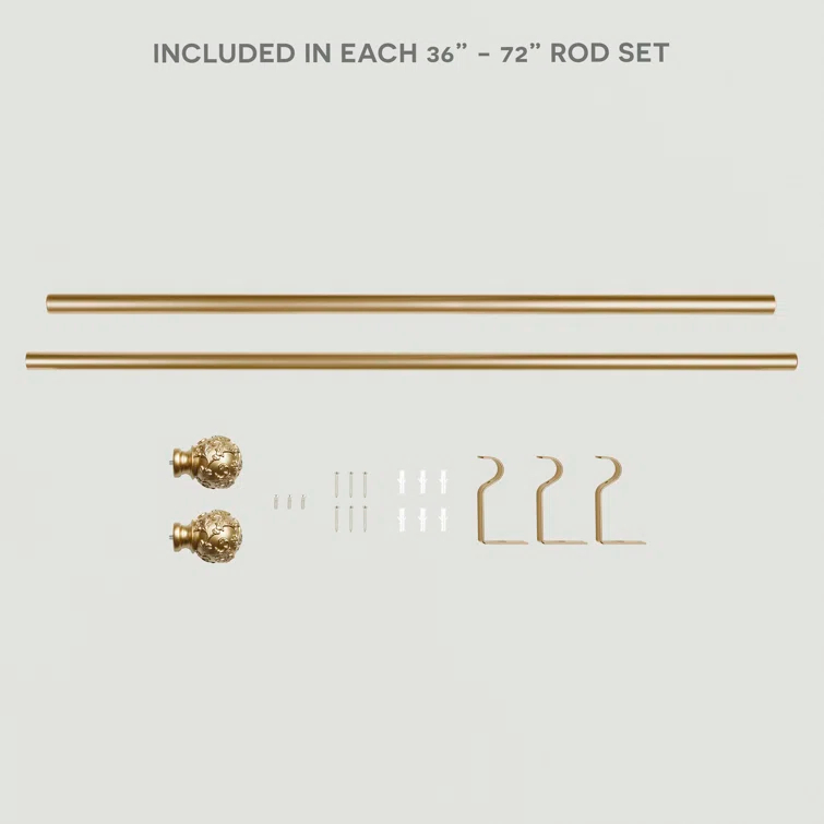 Jewett Exclusive Home Vine 1" Curtain Rod and Coordinating Finial Set, Adjustable