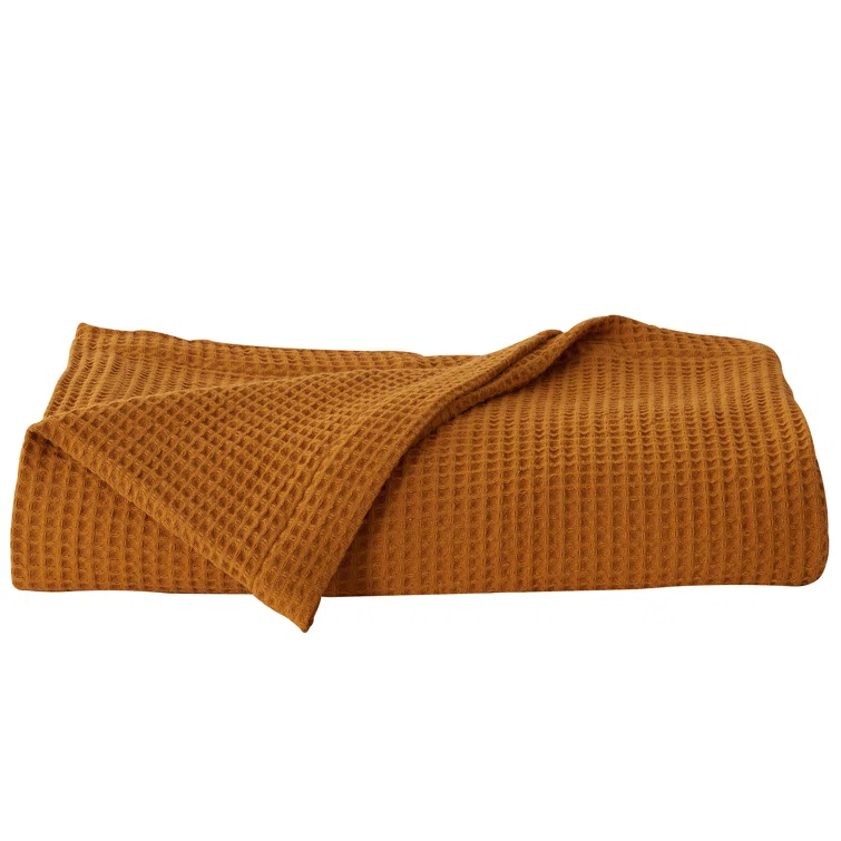 Solid Cotton Waffle Weave Blanket