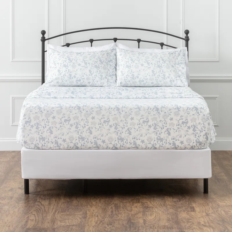 Chanasya Elegant Ultra Soft Floral Microfiber Percale Sheet Set