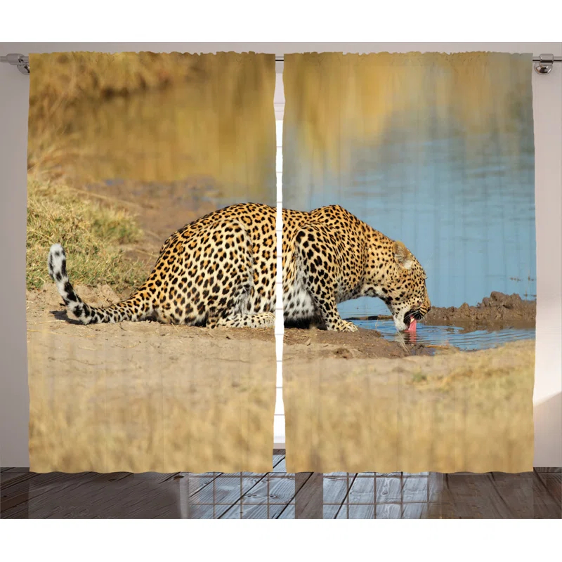Ambesonne Safari Semi-Sheer Rod Pocket Curtain Panels | Wayfair