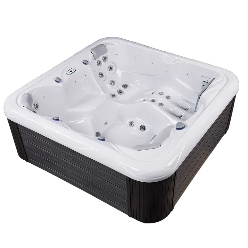 Buenospa New York 6 - Person 49 - Jet Acrylic Square Hot Tub with Ozonator and Cover in White