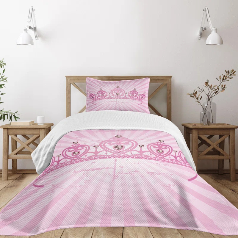 Ambesonne Ambesonne Girls Bedspread Set Pink Cartoon Pink Pale Pink