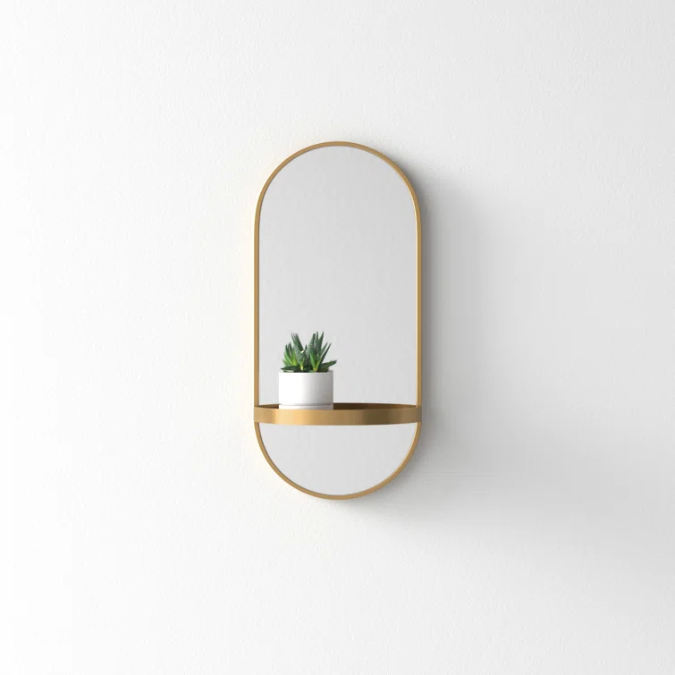 Lumi Metal Flat Mirror with Shelves