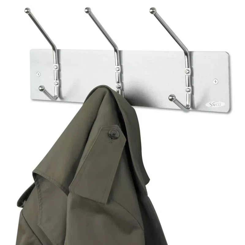 3 Hook Ball-Tipped Double-Hook Wall Mounted Coat Rack