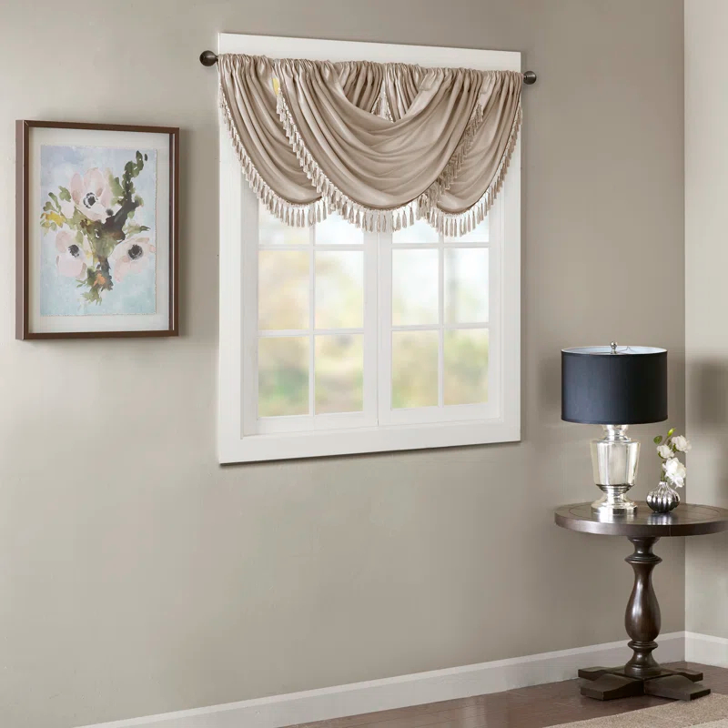 Madison Park Elena Faux Silk Waterfall Embellished 38'' W Window Valance