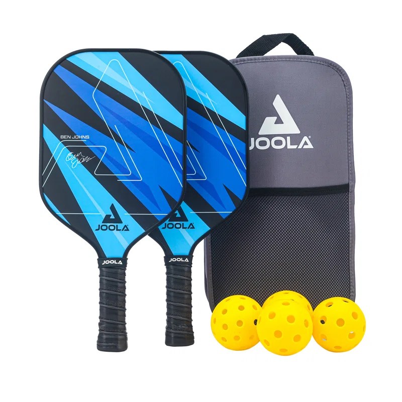 Joola USA JOOLA Ben Johns Pickleball Set w/ 2 Fiberglass Paddles - Includes 2 Indoor & 2 Outdoor Balls & Bag