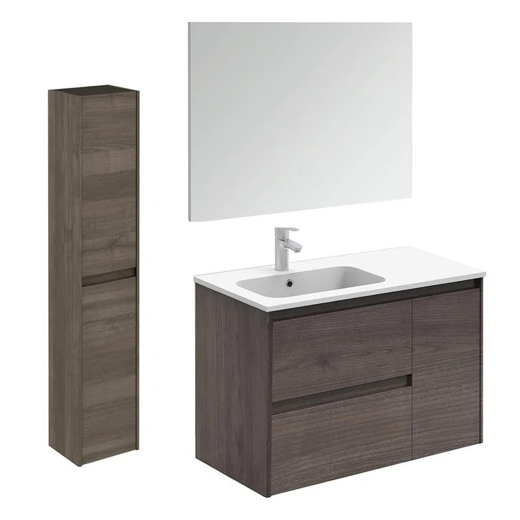 WS Bath Collections Ambra 35.6'' Single Bathroom Vanity with Ceramic Top with Mirror