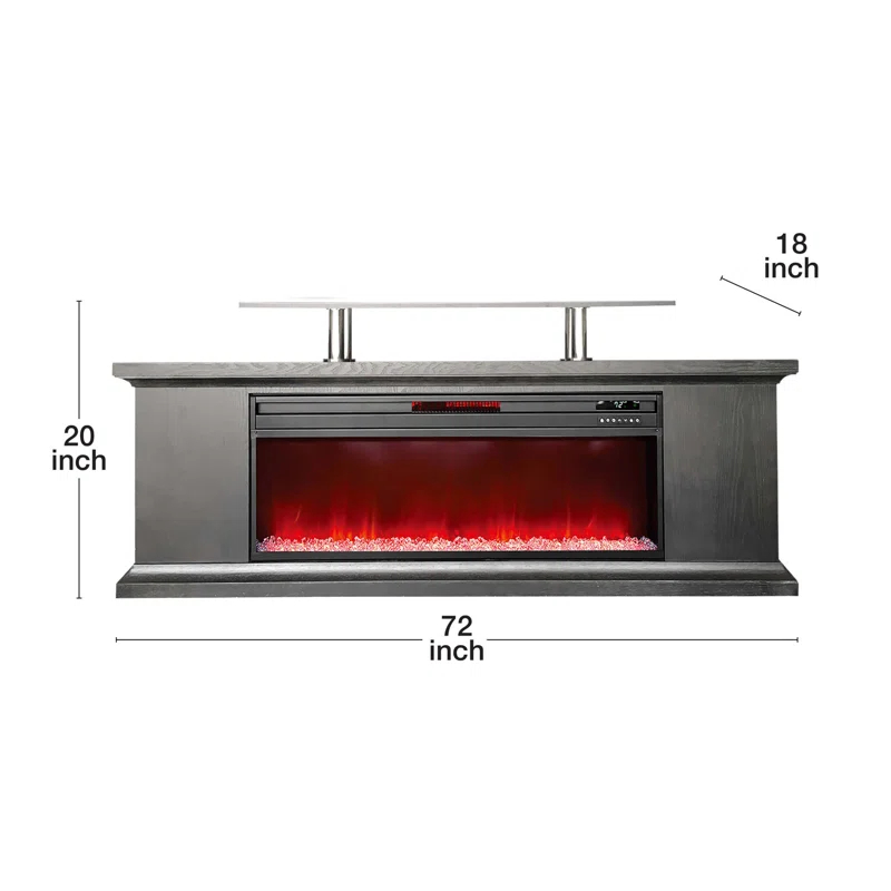 Lifesmart TV Stand for TVs up to 72" with Electric Fireplace Included