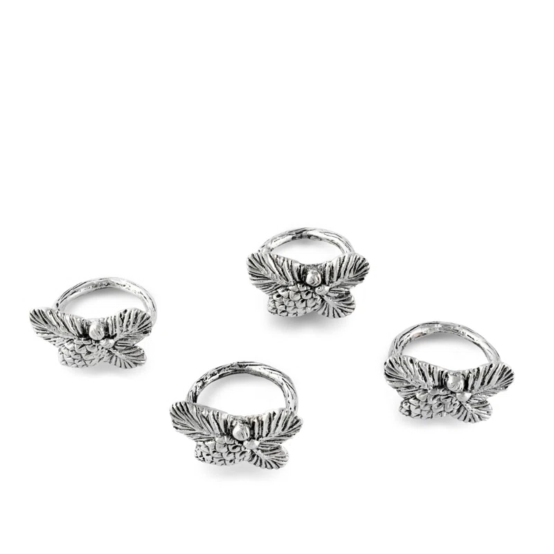 Arthur Court Designs Pine Cone Forest Metal Napkin Ring (Set of 4)