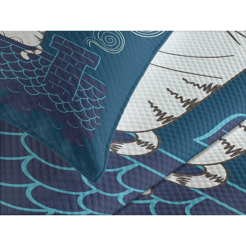 Ambesonne I Love You Bedspread Set Love Cats on Roof Petrol Blue Ivory