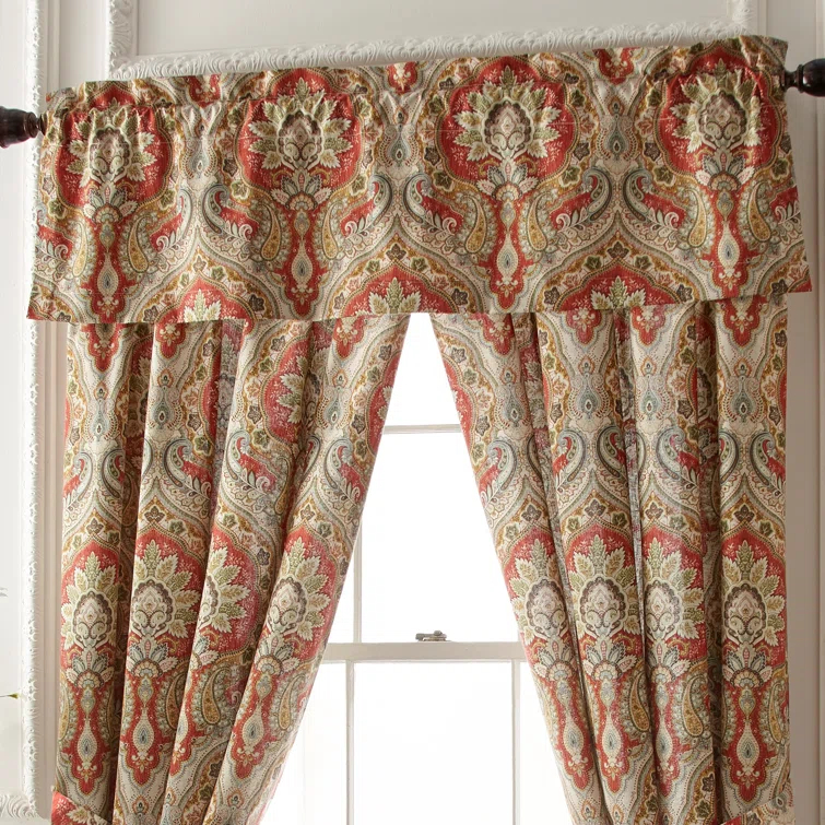 Rose Tree Harrogate Paisley Ruffled 80'' W Window Valance in