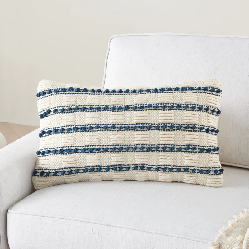Mina Victory GC384-012020 Textured Cotton Blend Throw Pillow