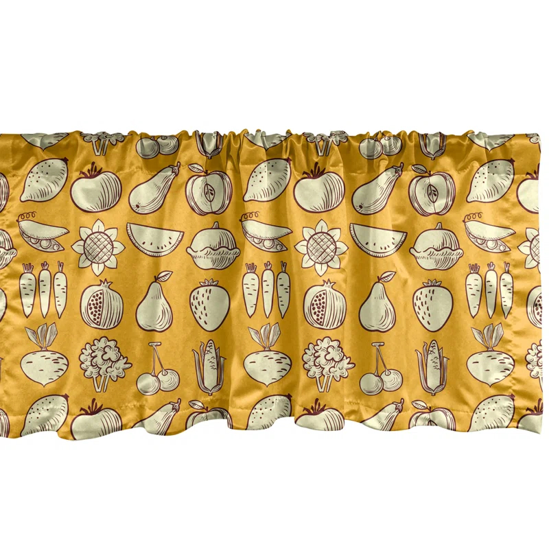 Ambesonne Ambesonne Food Valance Pack of 2 Fruits and Vegetables Pattern Pale Orange Pale Yellow