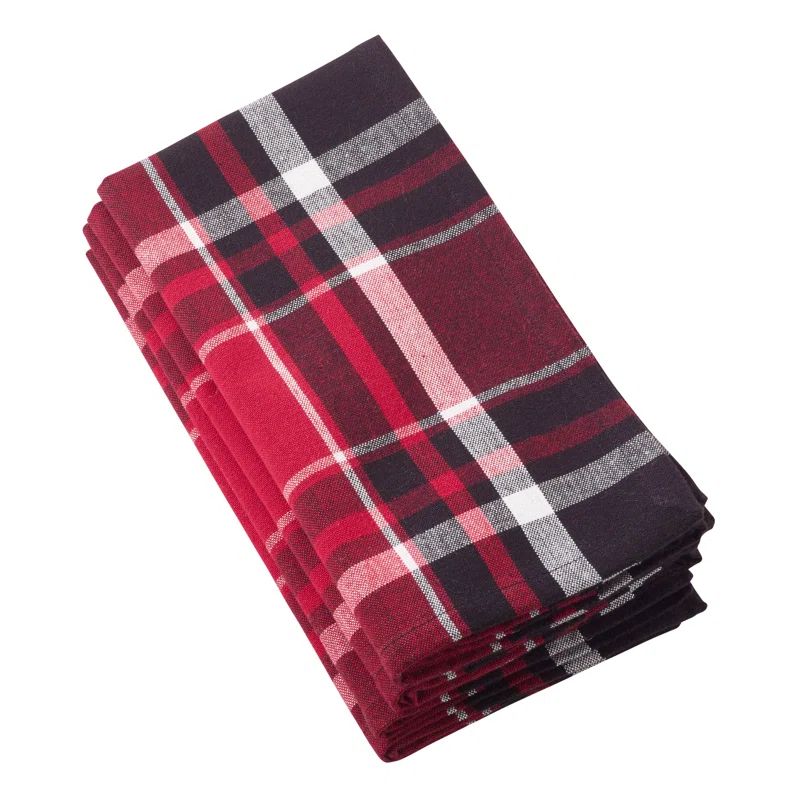 Gracie Oaks Aafrin Plaid 20" Cotton Napkin (Set of 4)