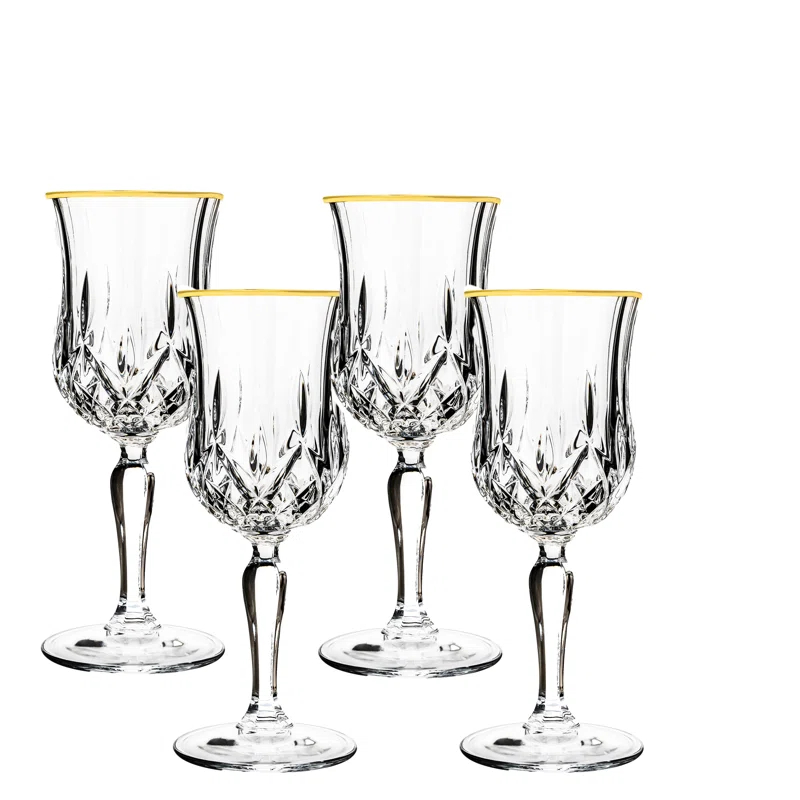 Lorren Home Trends Opera 8oz. Crystal Wine Glass Set (Set of 4)