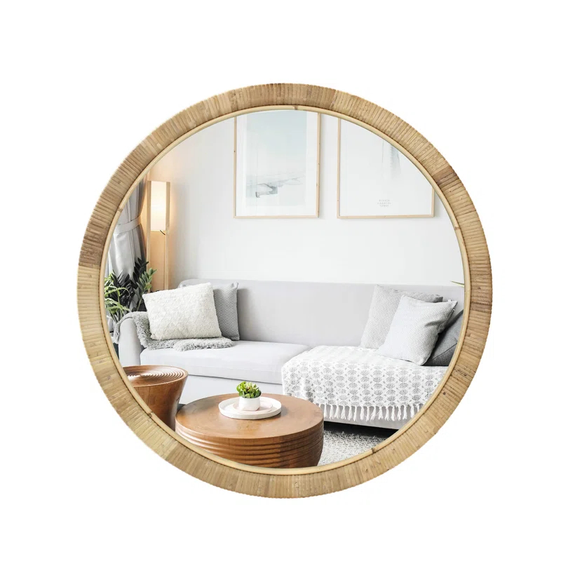 Bayou Breeze Handmade Rattan Framed Wall Mirror, Rustic Farmhouse Style Decorative Mirror, Boho Chic Design, Ideal For The Living Room, Bedroom, Bathroom And Fireplace, Arch