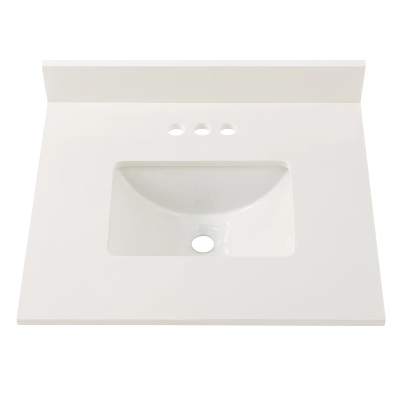 25'' Marble Single Vanity Top with Sink and 3 Faucet Holes