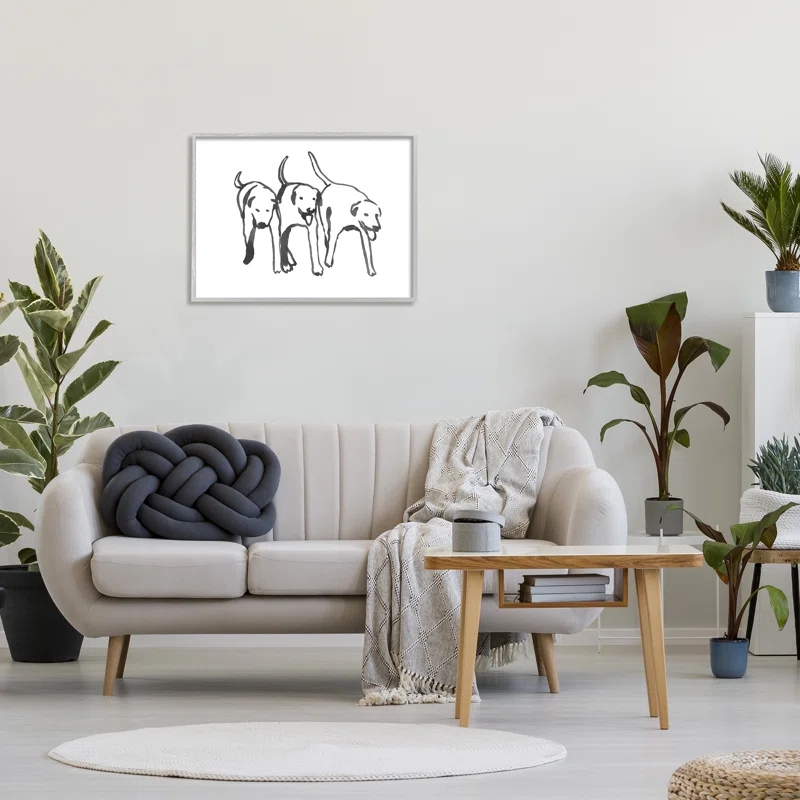 Stupell Industries Ae-568 " Dog Trio Outline Minimal Black White Pets "