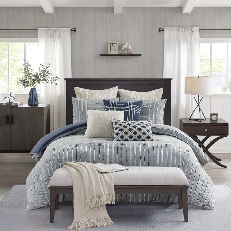Madison Park Signature Madison Park Signature Essence Oversized Cotton Clipped Jacquard Comforter Set