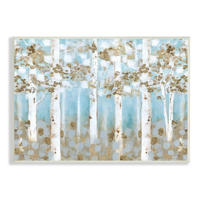 Stupell Industries " Spring Birch Tree Forest Soft Blue Contemporary Landscape " by Janet Tava Painting Print