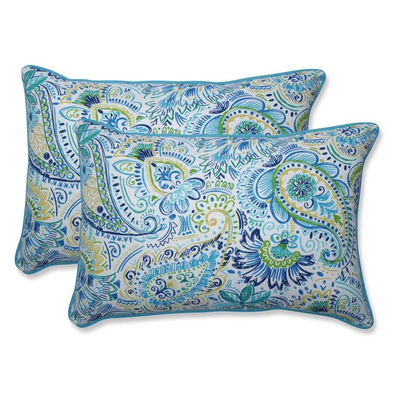 Pillow Perfect Gilford Paisley Indoor/Outdoor Reversible Throw Pillow (Set of 2)