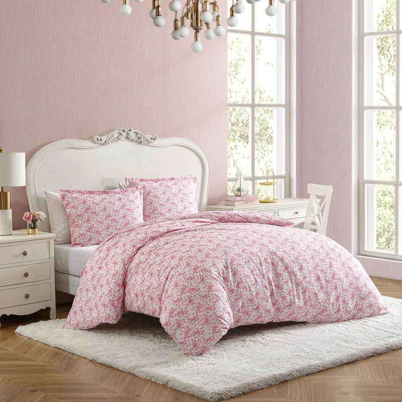 Betsey Johnson Betsey Johnson Ballet Bows Pink Reversible Duvet Cover Set