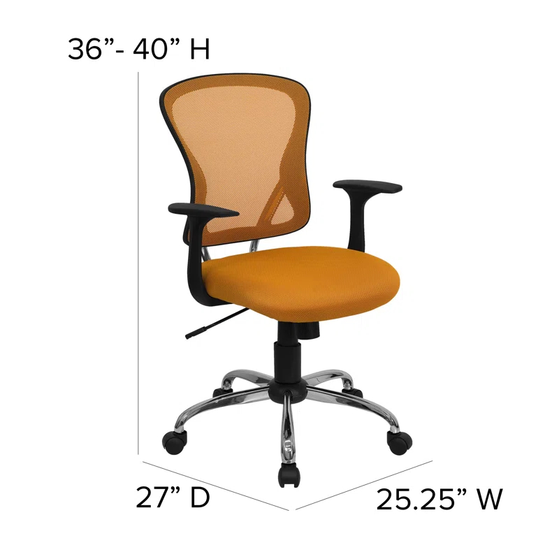 Flash Furniture Mid-Back Mesh Swivel Task Office Chair with Chrome Base and Arms